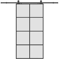 vidaXL Schuifdeur met beslagset 102,5x205 cm ESG glas zwart