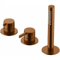 Hotbath Ace AC075 badrandcombinatie met staafhanddouche en 2-weg omstel geborsteld koper PVD