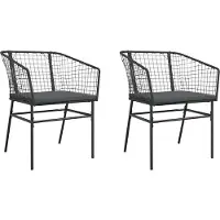 vidaXL Tuinstoelen 2 st met kussens poly rattan zwart