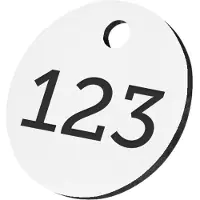 Combicraft ronde sleutellabels of nummerplaatjes van acrylaat wit 25 mm met gat - 1 t/m 50