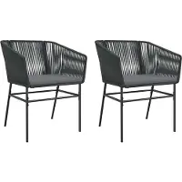 vidaXL Tuinstoelen 2 st met kussens poly rattan zwart