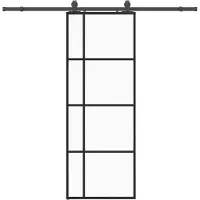 vidaXL Schuifdeur met beslag, zwart, 76x205 cm, veiligheidsglas