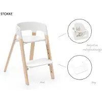 Stokke Steps Kinderstoel - Bundel met babyset, veiligheidstuigje en tray - White/Natural