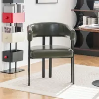 STILVORA Eetkamerstoel met kunstlederen bekleding en armleuningen, gestoffeerde stoel met gebogen rugleuning, keukenstoel met metalen frame, geschikt voor keuken, woonkamer en restaurant
