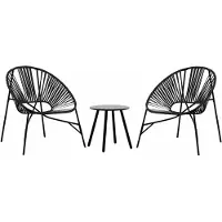 vidaXL Set tuinstoelen 3-delig poly rattan zwart