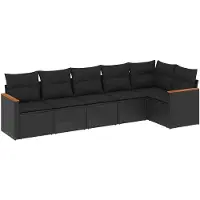 vidaXL 6-delige Loungeset met kussens poly rattan zwart