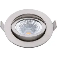 EcoDim - LED Spot - Inbouwspot - ED-10024 - 5W - Waterdicht IP54 - Dimbaar - Dim to Warm - Warm Wit 2000K-3000K - Geborsteld Nikkel - Aluminium - Rond - Kantelbaar