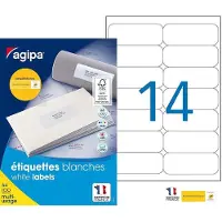 Agipa Universele etiketten, 99,1 x 38,1 mm, wit