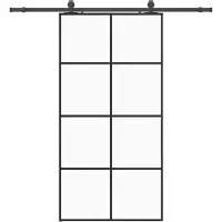 vidaXL Schuifdeur met beslag, zwart, 102,5 x 205 cm, veiligheidsglas