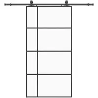 vidaXL Schuifdeur met beslagset 102,5x205 cm ESG glas zwart