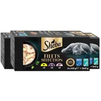 Sheba 3x Kattenvoer Nat Filets Kip & Zalm in Saus Multipack 6x60 gr