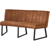 Lizzely Garden & Living Eetkamerbank Menzo ovaal 160cm cognac microvezel ovale eetbank