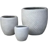 Ptmd Nikol Beige GRC Wave Pattern Pot Round Low SV3