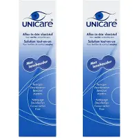 Unicare - Alles-in-één Lenzenvloeistof - 2 stuks 250ML - Voor Zachte Lenzen - voor Gevoelige Ogen - Inclusief 2 Lenzendoosjes