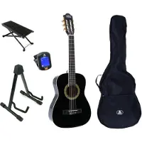 Lapaz 002 BK klassieke gitaar 3/4-formaat zwart + accessoires