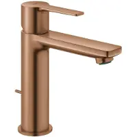 GROHE Lineare New S-Size Wastafelmengkraan – Met Trekwaste – EcoJoy – FastFixation Plus – Geborsteld Warm Sunset