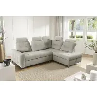 Fun-Möbel Eckbank, slaapbank, bank WENDIE, bekleding: stof, kleur: beige, model: Hold Me, hocker, rechts