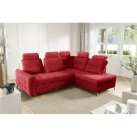 Fun-Möbel Eckbank, slaapbank, bank WENDIE, bekleding: stof, kleur: rood, ottoman, rechts