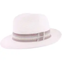 Herman chapeau été grand bord en paille papier uni bord rélévé à l'arrière avec ruban rayé