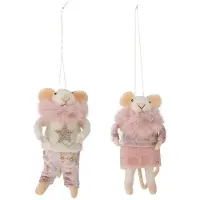 Bloomingville Kerstornament wol rose Peo - set van 2
