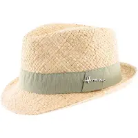 Herman chapeau été petit bord relevé à l'arrière en paille naturelle légère avec ruban uni