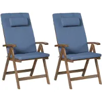 Beliani AMANTEA PREMIUM - Tuinstoel set van 2 - Blauw - Acaciahout