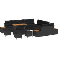 vidaXL Tuinbank Set 14 st 13-Aantal zitplaatsen Zwart