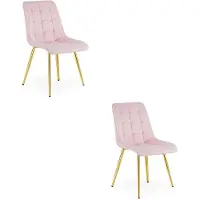 Leobert Set van 2 eetkamerstoelen SPLIT – Fluweel lichtroze – Gouden poten – Modern design