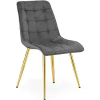 Leobert Eetkamerstoel SPLIT – Modern design – Donkergrijs fluweel – Gouden poten
