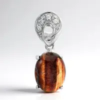 Cavill - Zilveren Hanger 925 Sterling Zilver - Rode Tijgeroog Ovaal Cabochon 2,76 ct - Zirkonia Pavé 0,039 ct - Elegante Roodtint Sieraad