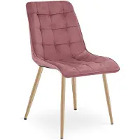 Leobert Eetkamerstoel SPLIT – Modern design – Donkerroze fluweel – Eiken poten
