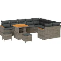 vidaXL Tuinbank Set 12 st Grijs poly rattan