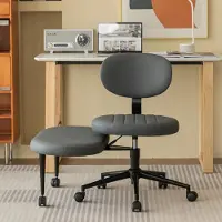 OKWISH Bureaustoel - Ergonomisch En 360 Graden Draaibaar - Zonder Armleuningen - Stof - Grijs - Met Voetsteun