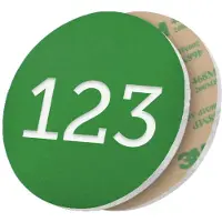 Combicraft ronde nummerplaatjes van acrylaat groen 25 mm met tape - 1 t/m 50