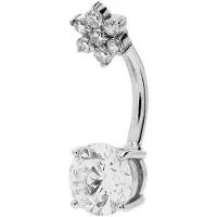 Lucardi - Dames Stalen navelpiercing met zirkonia - Piercing - Staal - Zilverkleurig