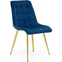 Leobert Eetkamerstoel SPLIT – Modern design – Donkerblauw fluweel – Gouden poten