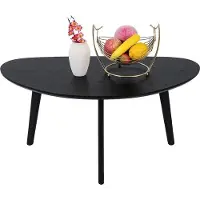OEM Massieve eikenhouten salontafel, ovaal, 85 cm, geschikt voor de woonkamer, kleur zwart