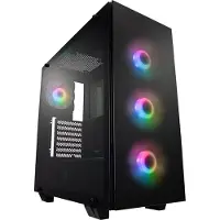 FSP ATX CMT512 , Mid-Tower behuizing met zijpaneel van gehard glas, 2x USB3.0 poorten, HD audio, ARGB-verlichting, 4x 120mm ventilatoren, zwart