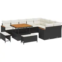 vidaXL Tuinbank Set 12 pcs Zwart poly rattan