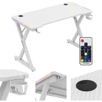 Huzaro Hero 2.3 - Gamingbureau - met RGB-verlichting - 120 cm - stabiel stalen frame - wit