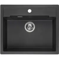 Reginox Amsterdam 54 tapwing spoelbak 60x51cm Black Silvery R31049