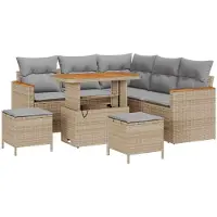 vidaXL Tuinbank Set 8 st Beige poly rattan