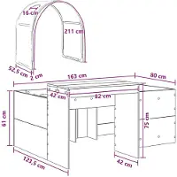vidaXL Bed met Tunnel 3 st Wit en zwart Bewerkt hout