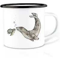 Ligarti Mok emaille - ocean meeting (zeeleeuw en schildpad) -