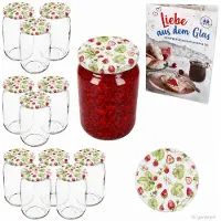 MamboCat 12-delige set ronde glazen 720 ml tot 82 bosaardbeien incl. Diamant Gelierzauber receptenboekje