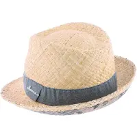 Herman chapeau été petit bord relevé à l'arrière en paille naturelle légère avec ruban uni