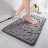 JeiibrZui Badmat Memoryschuim - 40x60 cm - 1 Stuks - Donkergrijs - Zacht Badkamertapijt met Kiezelsteen Design voor Douche en Woonkamer