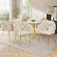 HAUSS SPOLE Eetkamerstoel 44 X 41 X 74 Cm - Set Van 6 - Ergonomische Rugleuning - Verstelbare Pootsteunen - Velvet Beige