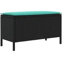 vidaXL Tuin Voetenbank Zwart en Turkoois 80 x 38 x 42 cm PE Riet