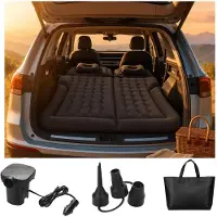 MMOBIEL SUV Luchtmatras van – Opblaasbaar Automatras & Reisbed – Inclusief Elektrische Pomp, 2 Kussens, Reparatieset & Draagtas – Auto & Camping Accessoires – Inflatable Car Air Mattress - Zwart